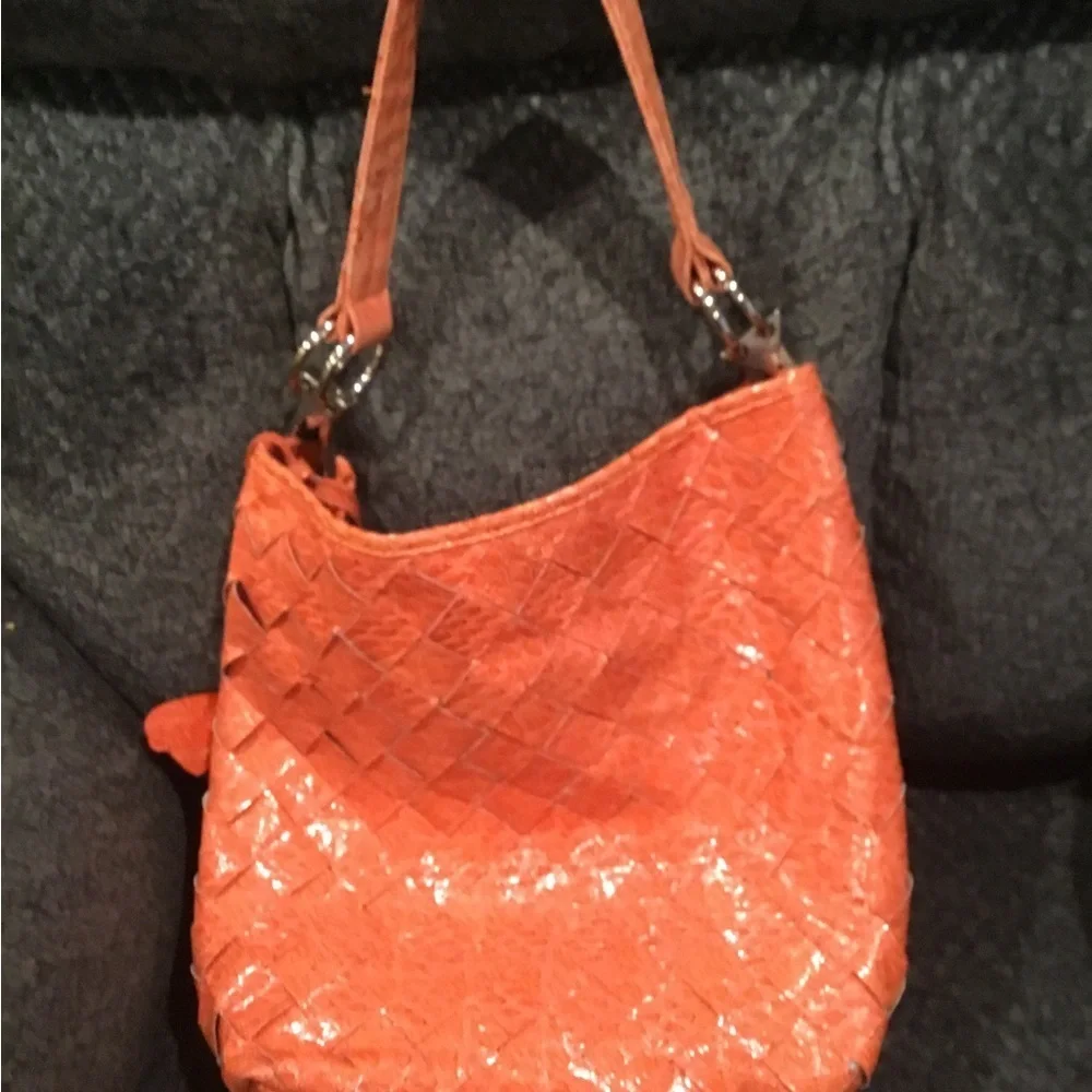 Braciano Orange Woven Shoulder Bag